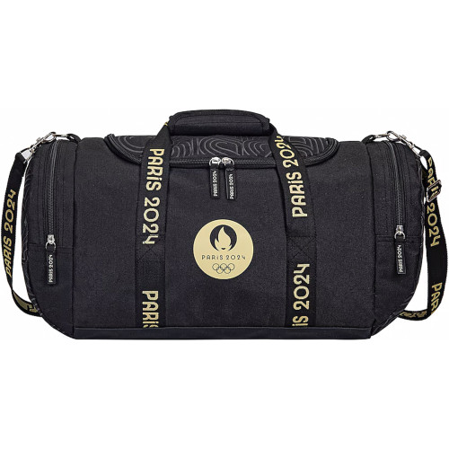 BORSA DUFFEL NERA E ORO  (26x50x26cm) 